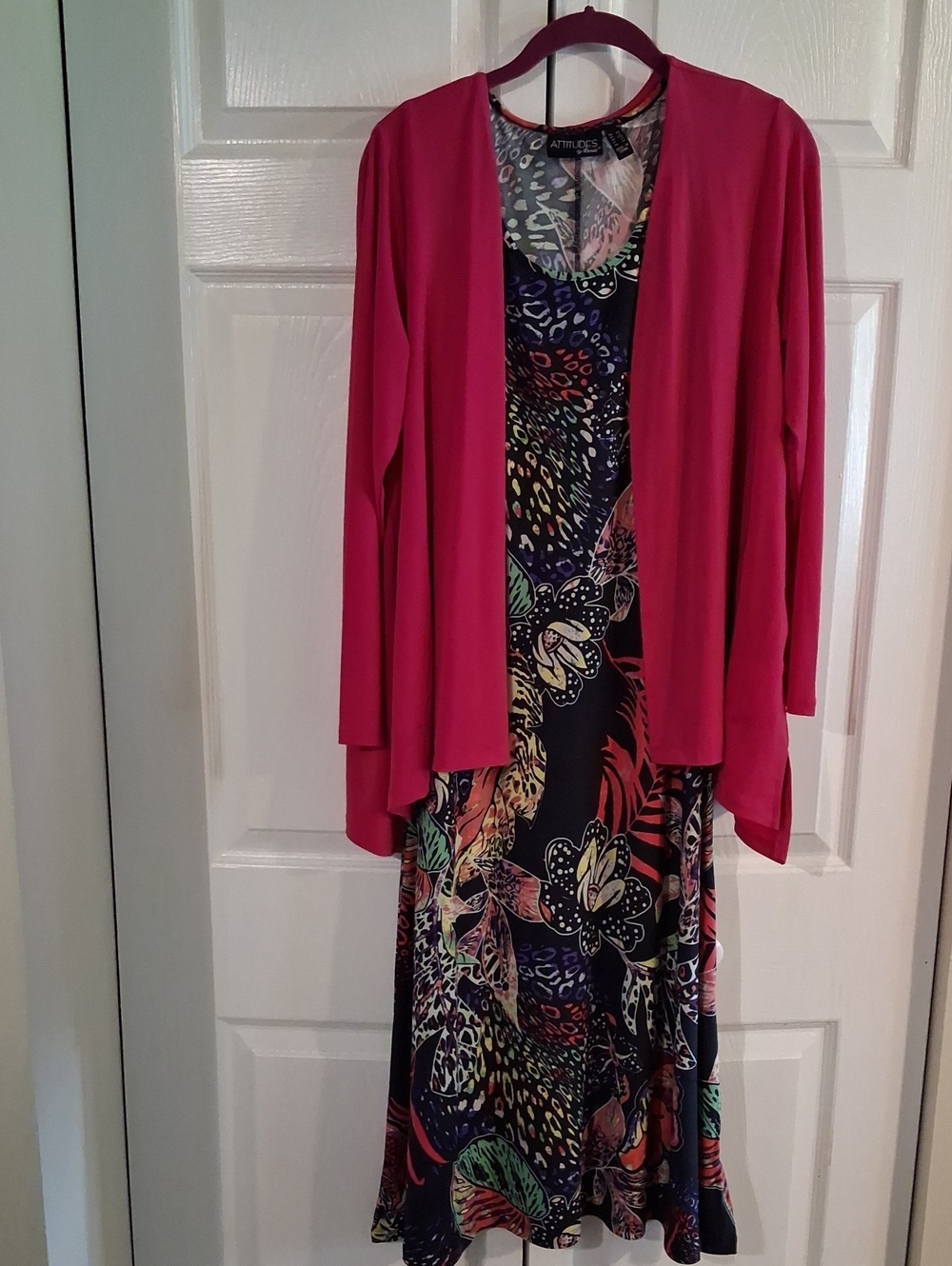 Attitudes by Renee Pink Open-Front Cardigan with Floral Maxi Dress